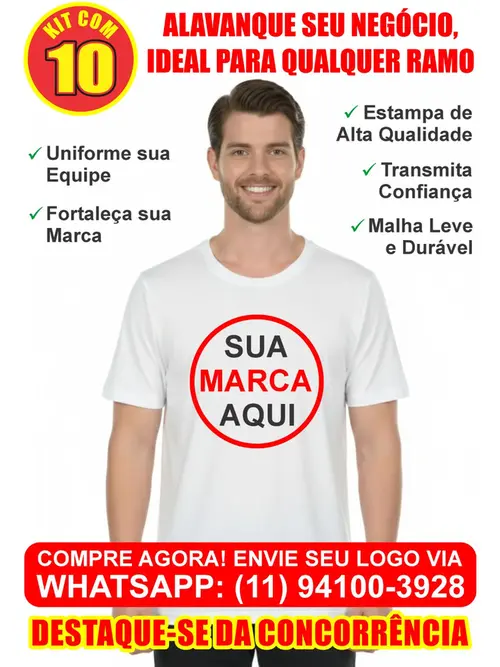 Kit 10 Camisetas Uniforme Restaurante Estampa Frente e Costas Premium