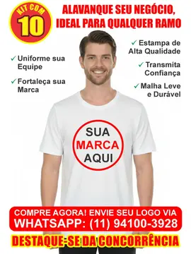Kit 10 Camisetas Uniforme Restaurante Estampa Frente e Costas Premium