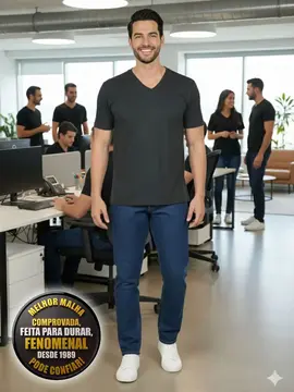 Camiseta masculina algodão decote v fenomenal