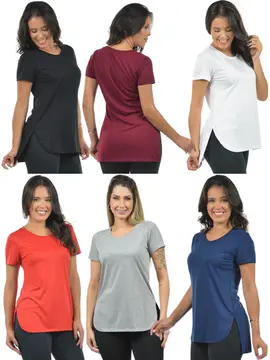 Kit 6 blusas mullet gola redonda fenomenal cores variadas