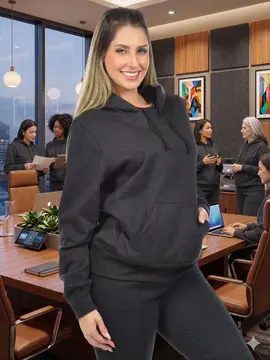 Blusão jovem moletom flanelado básico feminino fenomenal