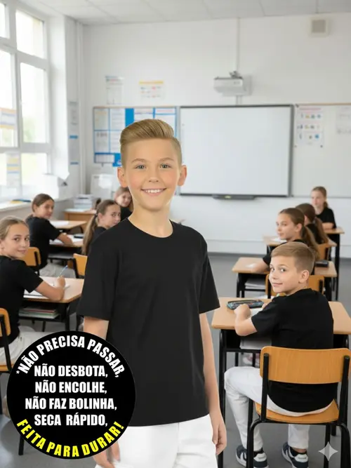 Camiseta malha fria gola careca infantil unissex fenomenal(sem elasticidade)