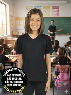 Camiseta Malha Fria Decote V Infantil Unissex Fenomenal (sem elasticidade)