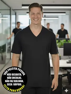 Camiseta masculina malha fria decote v fenomenal(sem elasticidade)