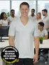 Camiseta masculina malha fria decote v fenomenal(sem elasticidade)