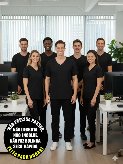 Camiseta masculina decote v maior malha fria fenomenal(sem elasticidade)