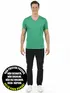 Camiseta masculina decote v maior malha fria fenomenal(sem elasticidade)