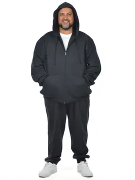Conjunto plus size moletom jaqueta jovem e calça punho masculino