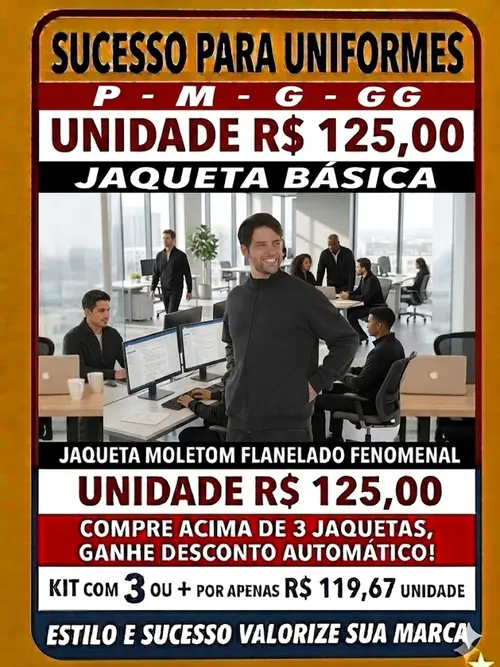 Jaqueta moletom flanelado básica masculina fenomenal