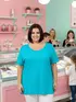 Blusa gola careca plus size fenomenal