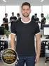 Camiseta lisa punho de outra cor