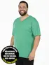 Camiseta masculina plus size decote v malha fria(sem elasticidade)