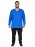 Camiseta Decote V Manga Longa Plus Size Fenomenal