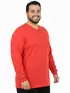 Camiseta Decote V Manga Longa Plus Size Fenomenal