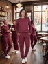 Conjunto moletom flanelado blusão básico e calça punho feminino