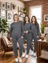 Conjunto moletom flanelado blusão básico e calça punho feminino