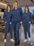 Conjunto moletom flanelado blusão básico e calça punho feminino