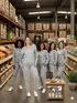Conjunto moletom flanelado blusão básico e calça punho feminino