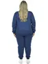 Conjunto Moletom Flanelado Plus Size Jaqueta e Calça Punho Feminino