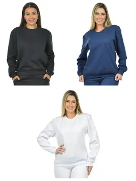 Kit 3 Blusões Moletom Flanelado Feminino Fenomenal