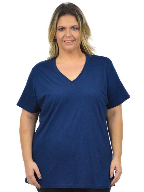 Camiseta gola v feminina plus size clearance