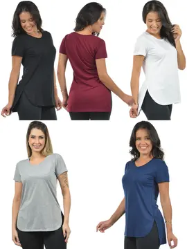 Kit 5 Blusas Mullet Gola Redonda Fenomenal Sem Elastano