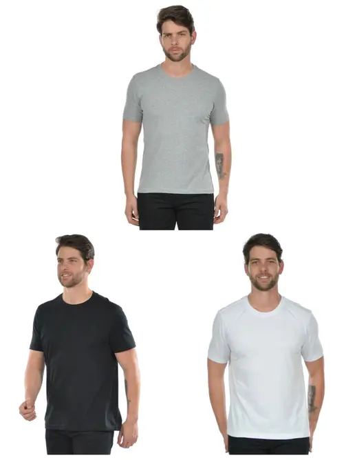 Kit 3 camiseta masculina algodão fenomenal